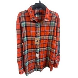New Cremieux Classics Mens Orange Plaid Long Sleeve Button Down Shirt Size XXL